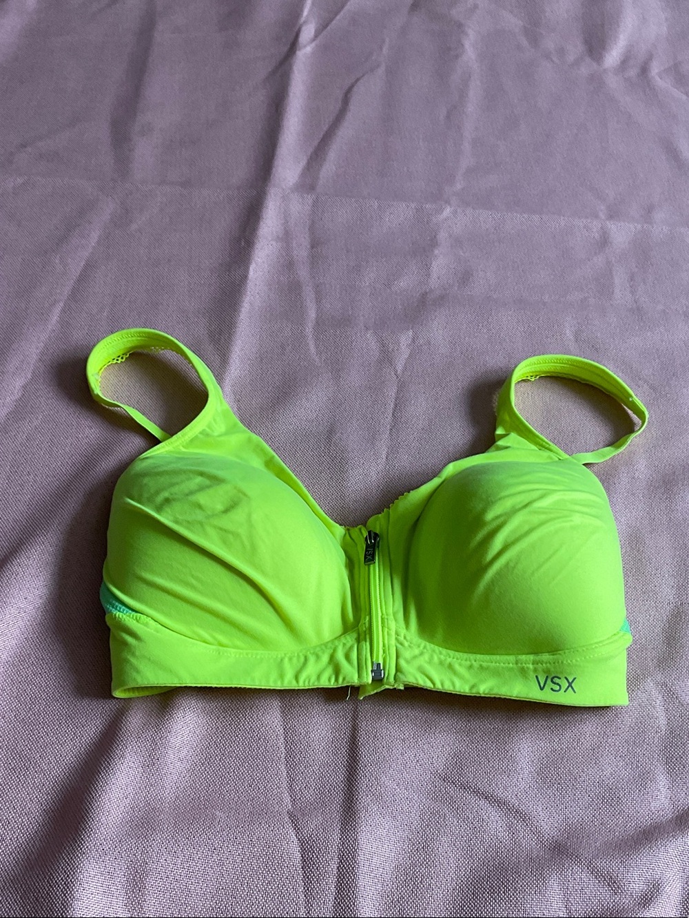 VSX Neon Lime Front-Zip Sports Bra